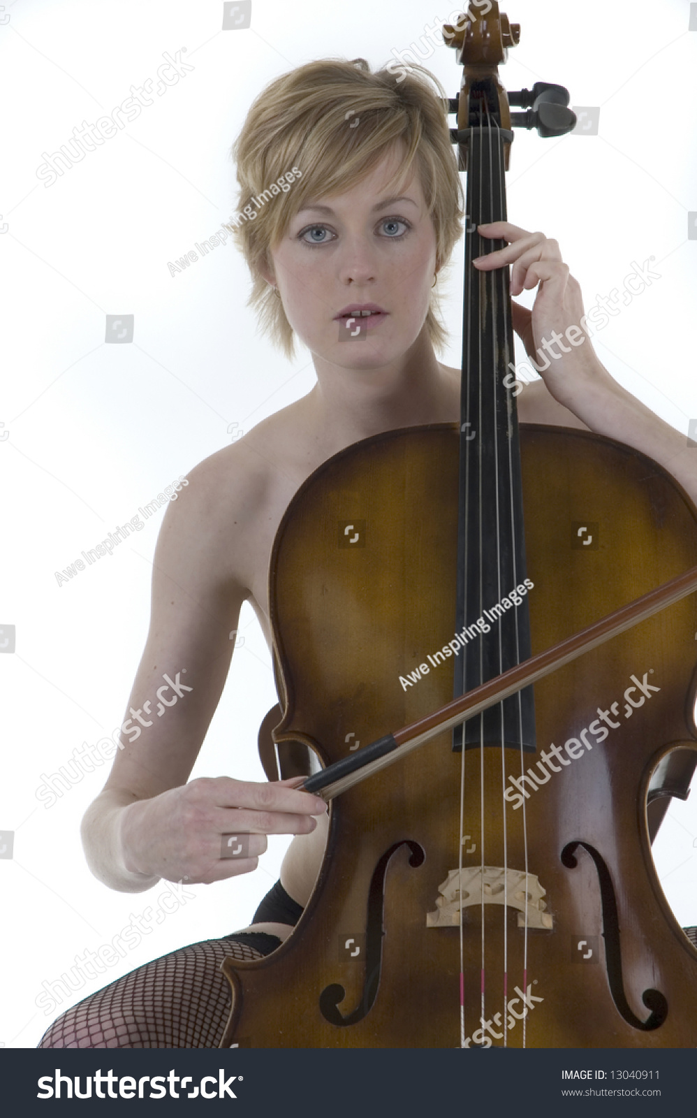 Attractive Blonde Woman Nude Cello Stock Photo Shutterstock