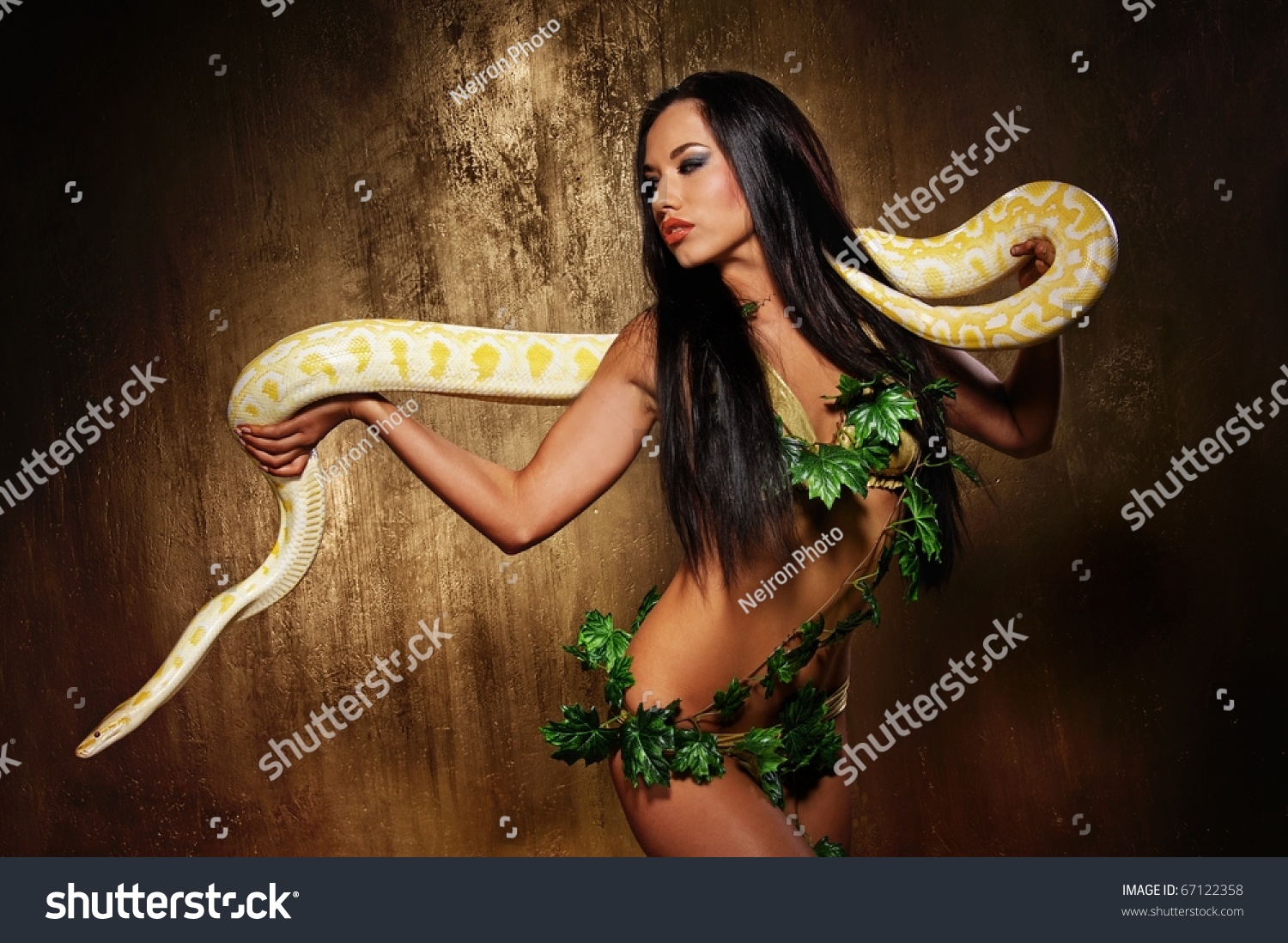 Attractive Brunette Woman With Python Stock Photo Shutterstock