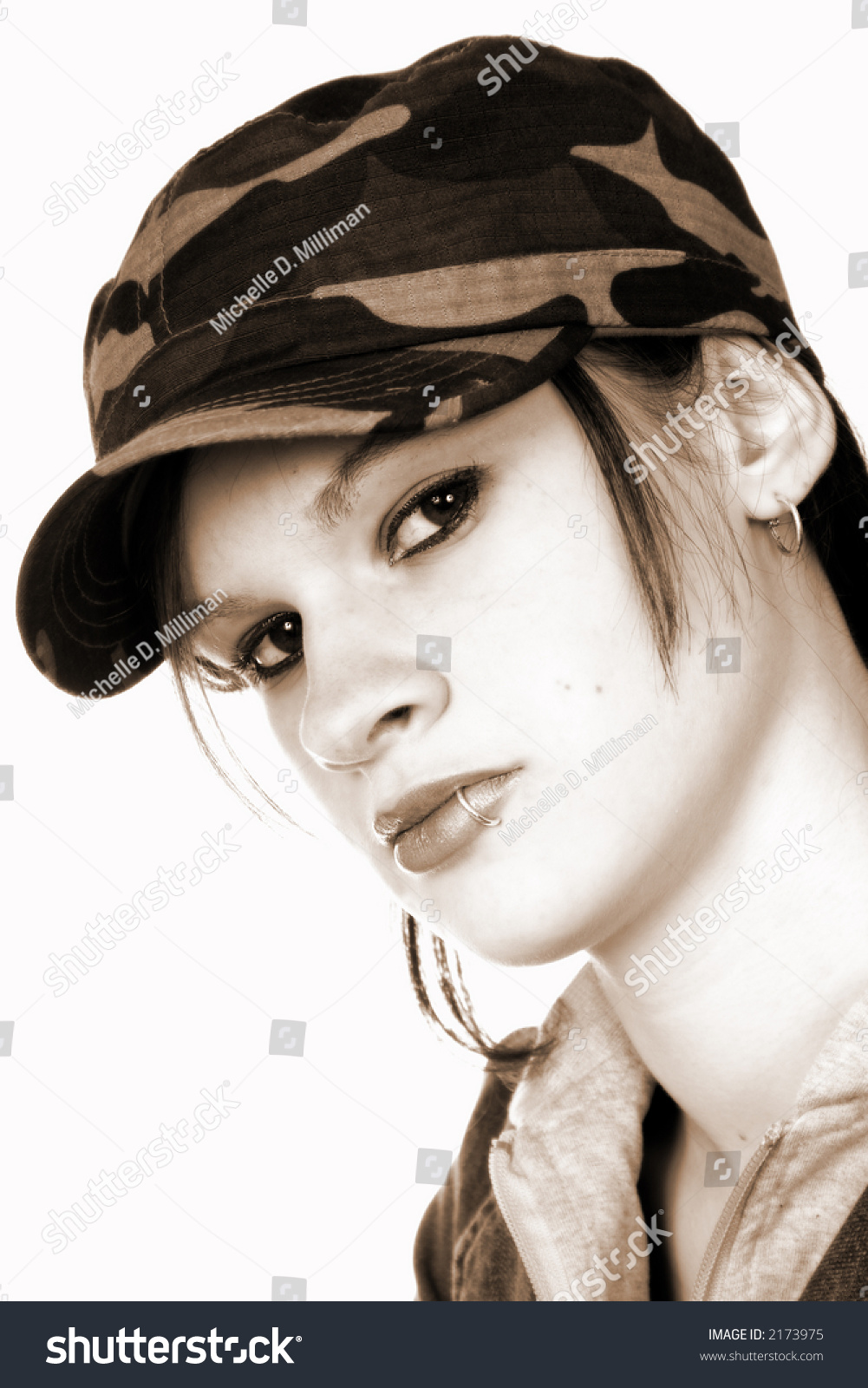 Attractive Teen Wearing Camouflage Hat Jean Jack