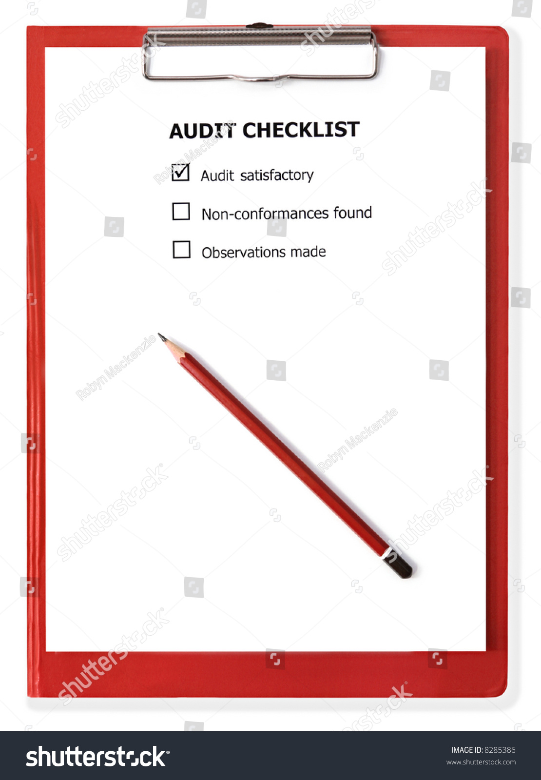 Audit Checklist On Red Clipboard, With Pencil. Stock Photo 8285386 ...