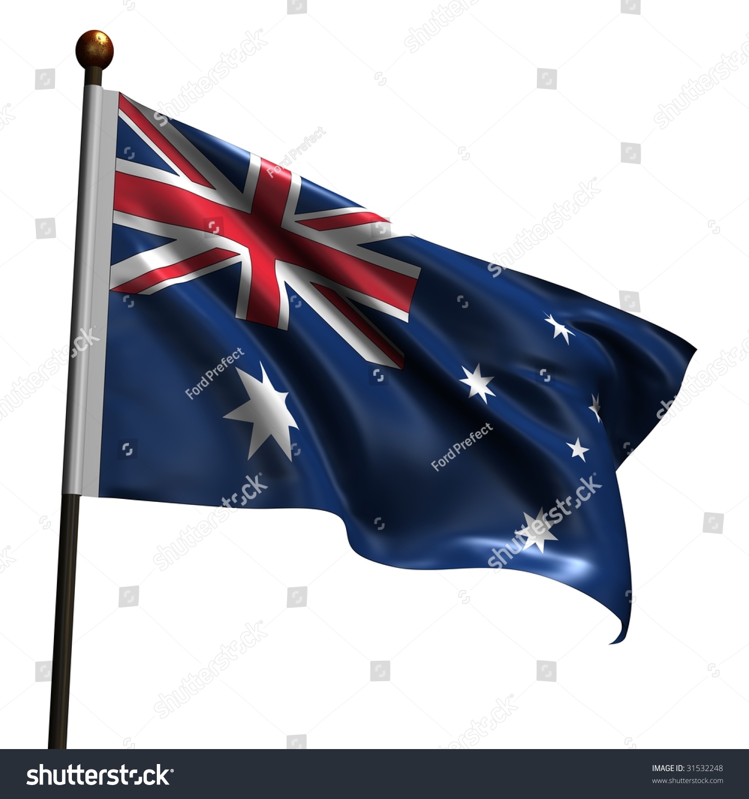 Australian Flag. High Resolution 3d Render Isolated On White. Stock 