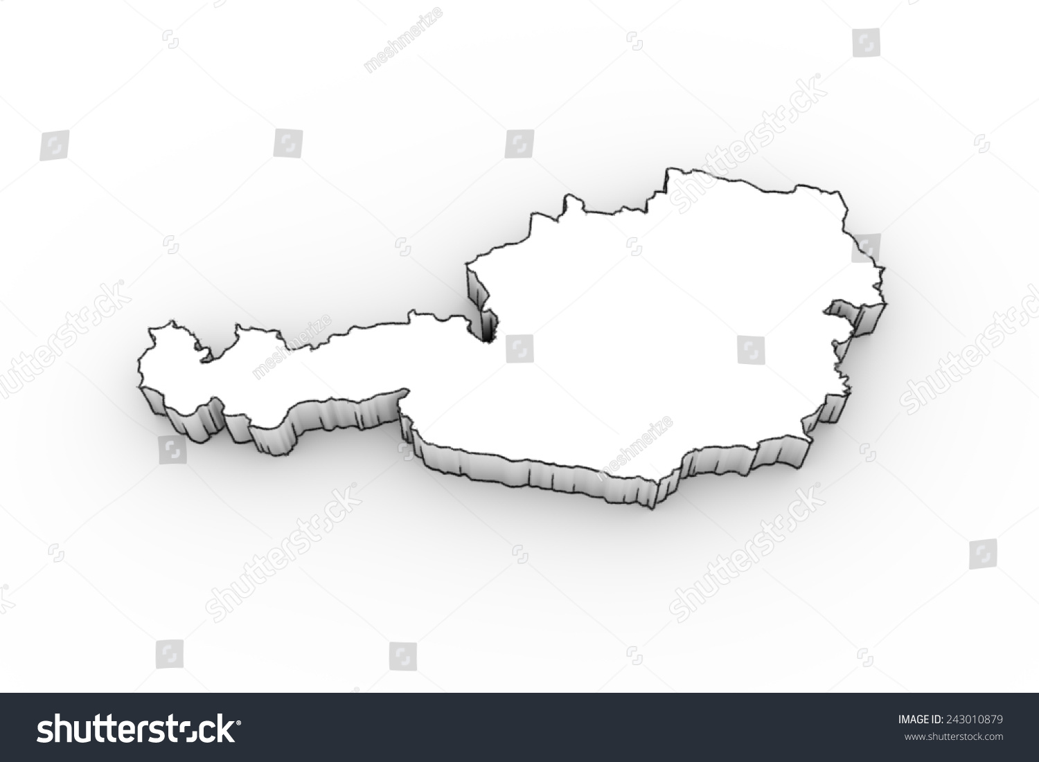 Austria Map 3d In White - Looks Like A Drawing. High Quality