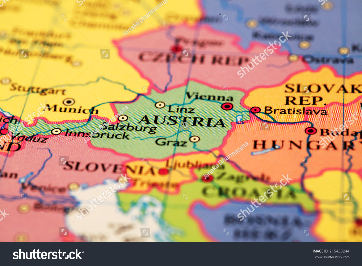 Austria On Atlas World Map Stock Photo 215433244 - Shutterstock