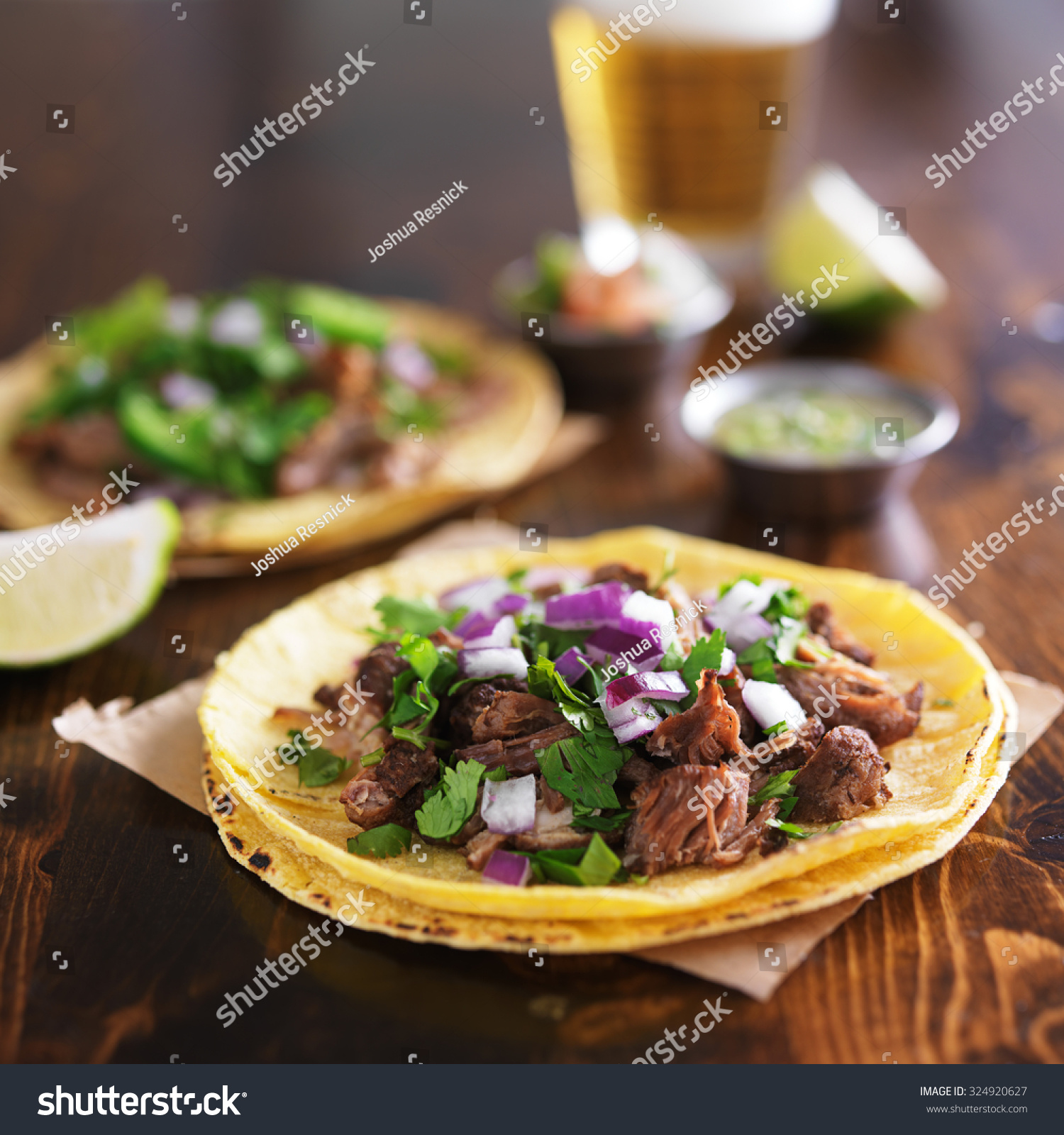 Authentic Mexican Street Tacos Barbacoa Beef Stock Photo 324920627