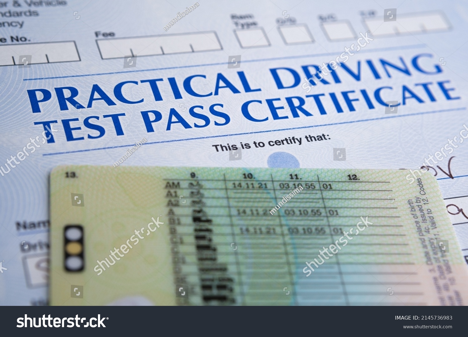 Authentic Practical Driving Test Certificate Which Stock Photo