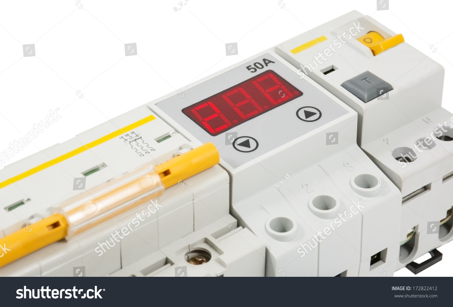 Automatic Circuit Breaker Isolated On White Stock Photo