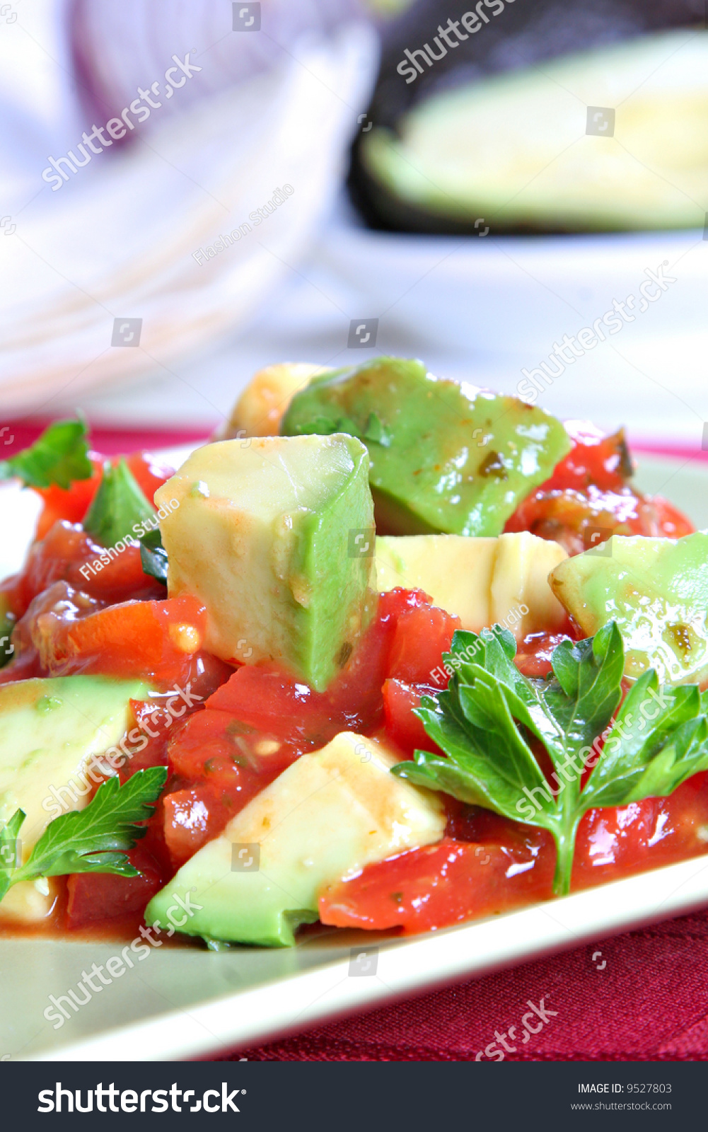 Avocado Over Pico De Gallo Salsa Sauce Stock Photo 9527803 ...