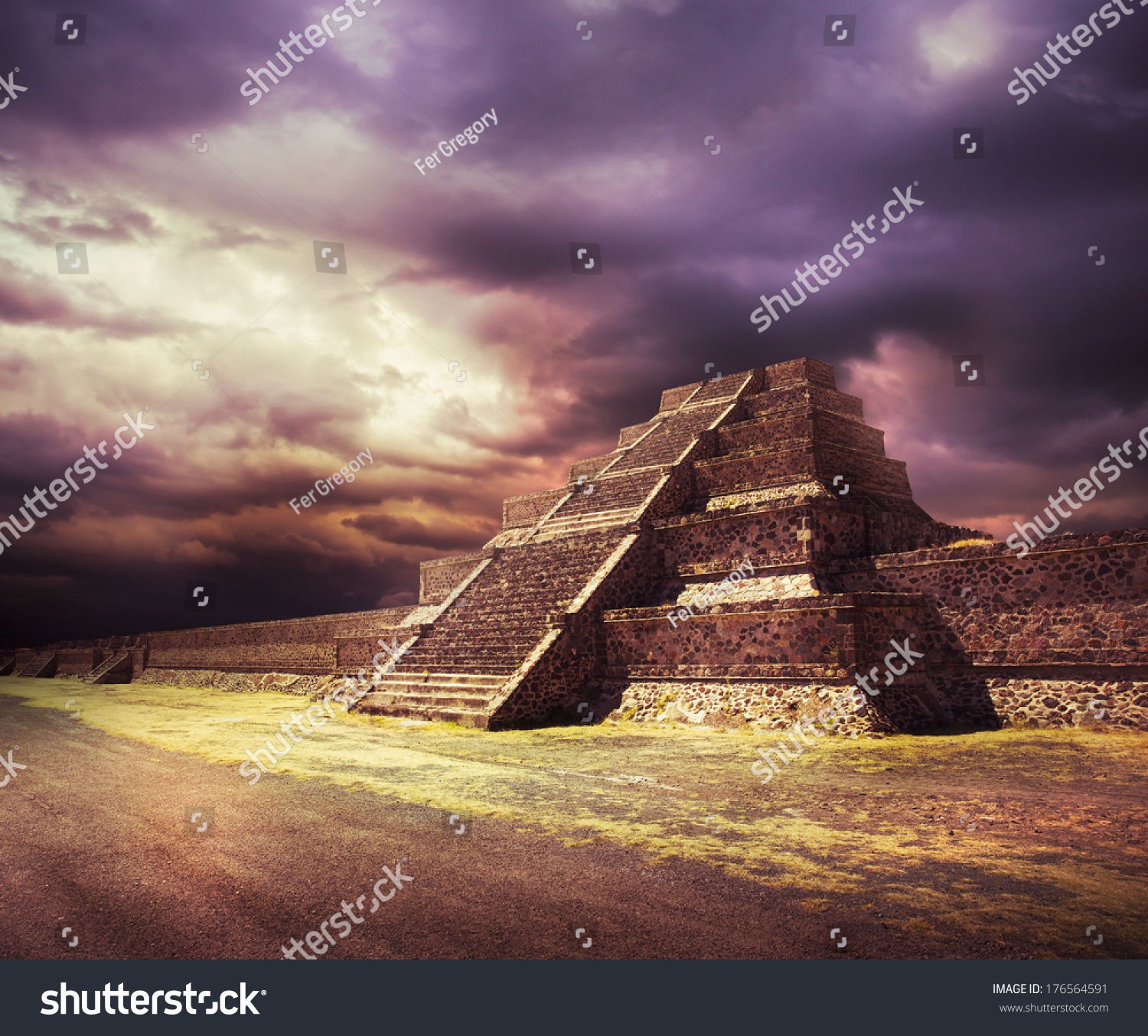 Aztec Pyramid Sunset Dramatic Sky Not Stock Photo 176564591 Shutterstock