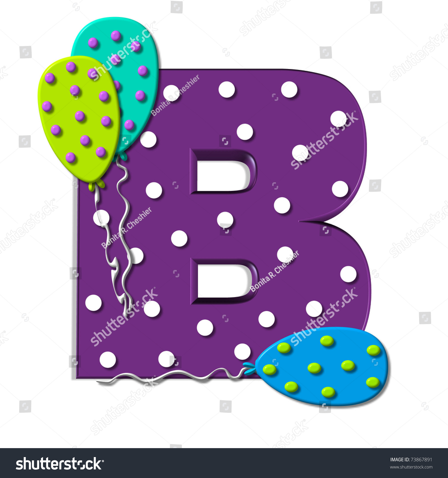 B, In The Alphabet Set "Balloon Spots", Is Decorated With Polka Dotted ...