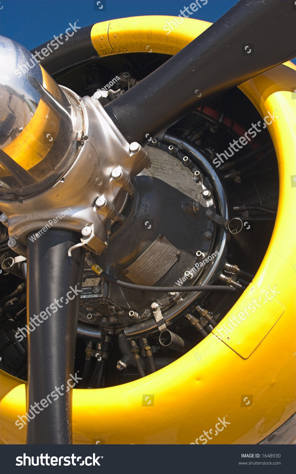 B-25 Mitchell Bomber Propeller And Engine Detail. Stock Photo 1648930 ...