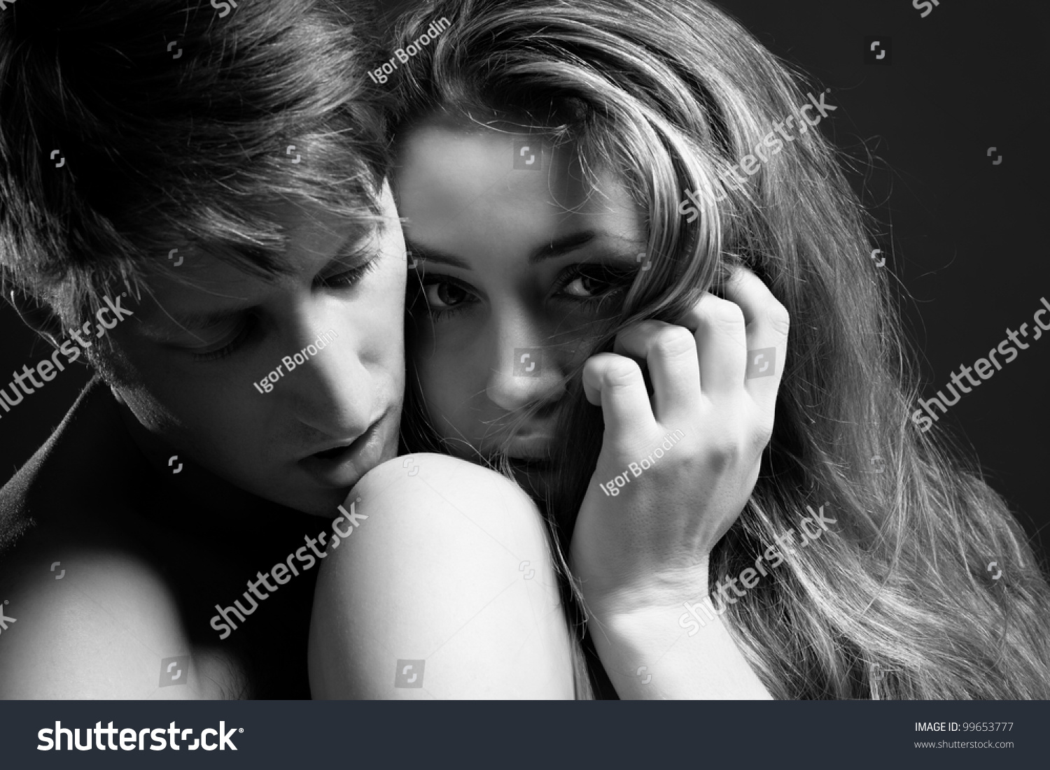 B&W Close Up Portrait Of A Passionate Couple Stock Photo 99653777 ...