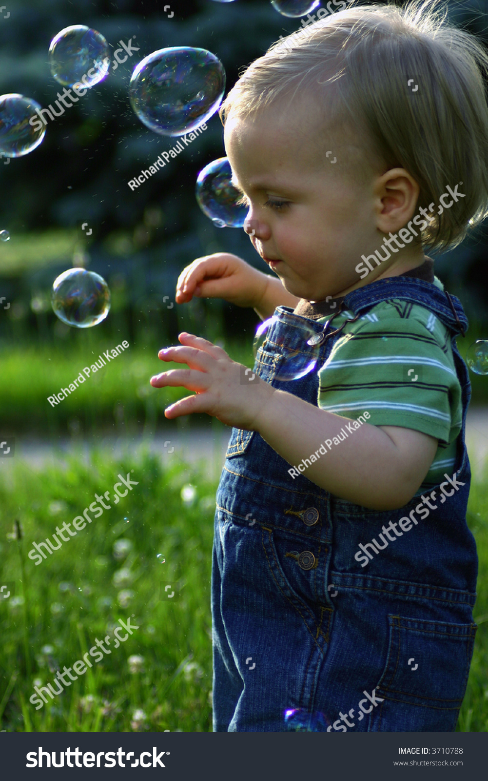 Baby, One Year Old Playing With Bubbles, Profile Stock ...