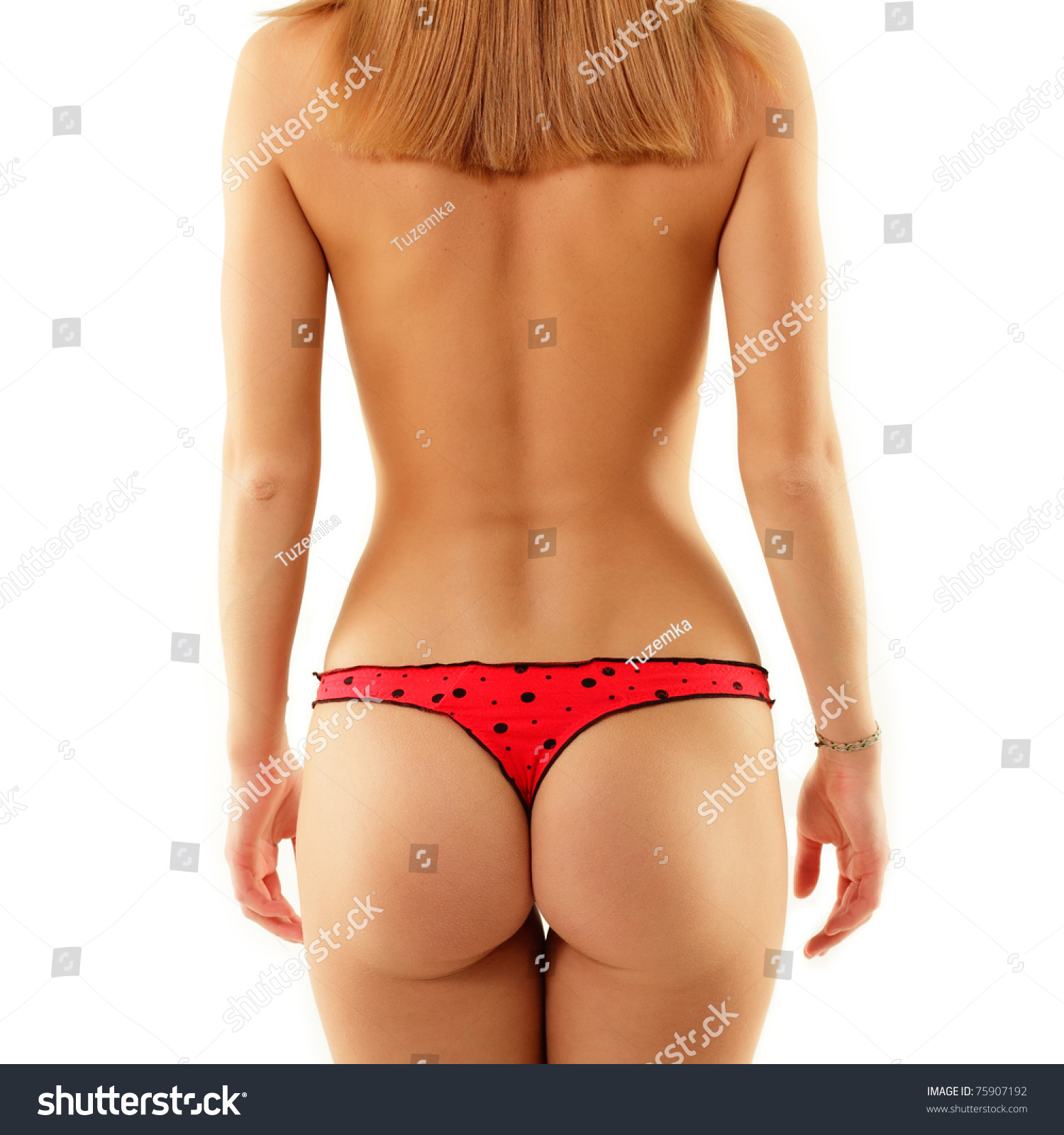 Back Buttock Beautiful Female Body In Bikini Isolated On White Background Stock Photo