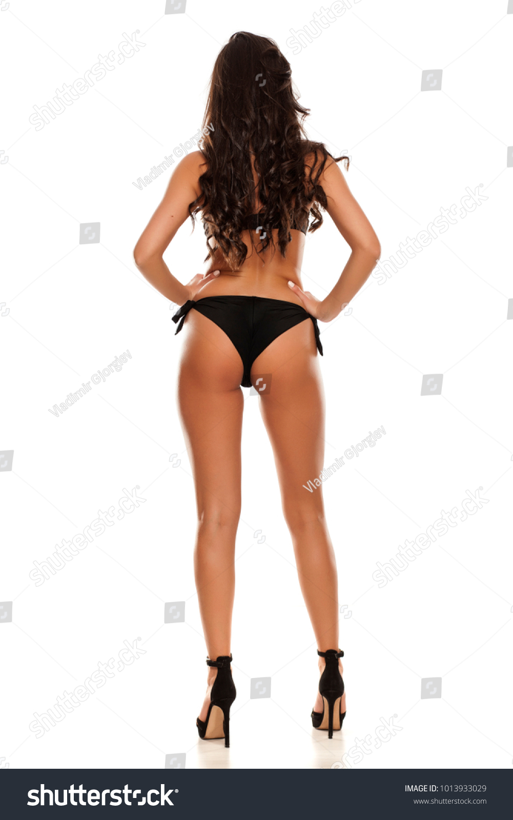 Back View Fashion Model Black Bikini Foto De Stock Editar Ahora