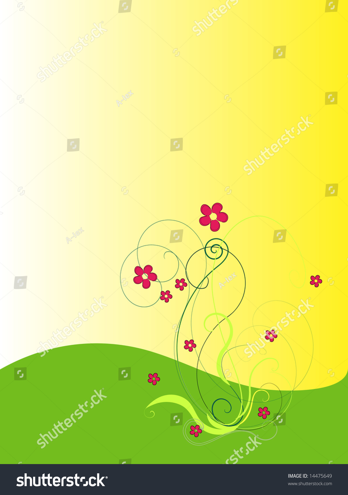Background With Flowers, Illustration, Vector, Wave - 14475649