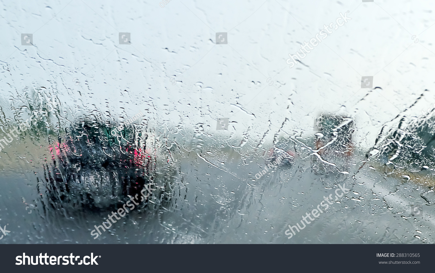 Bad Weather Driving poor view caused by heavy rain and spray water Bad Weather Driving poor view caused by heavy rain and spray water
