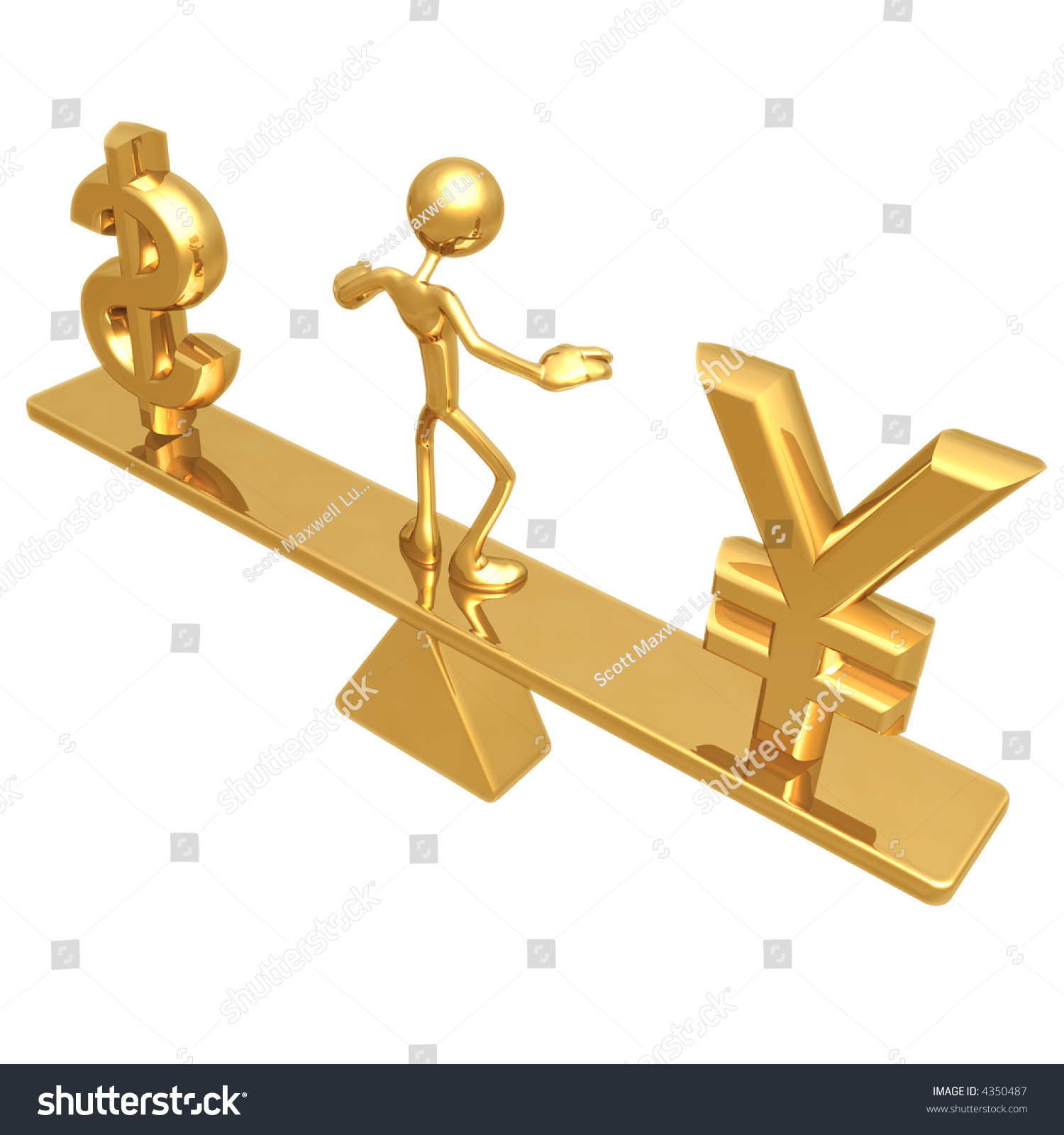 Balance With Dollar And Yen Balance With Dollar And Yen Stock Photo 4350487