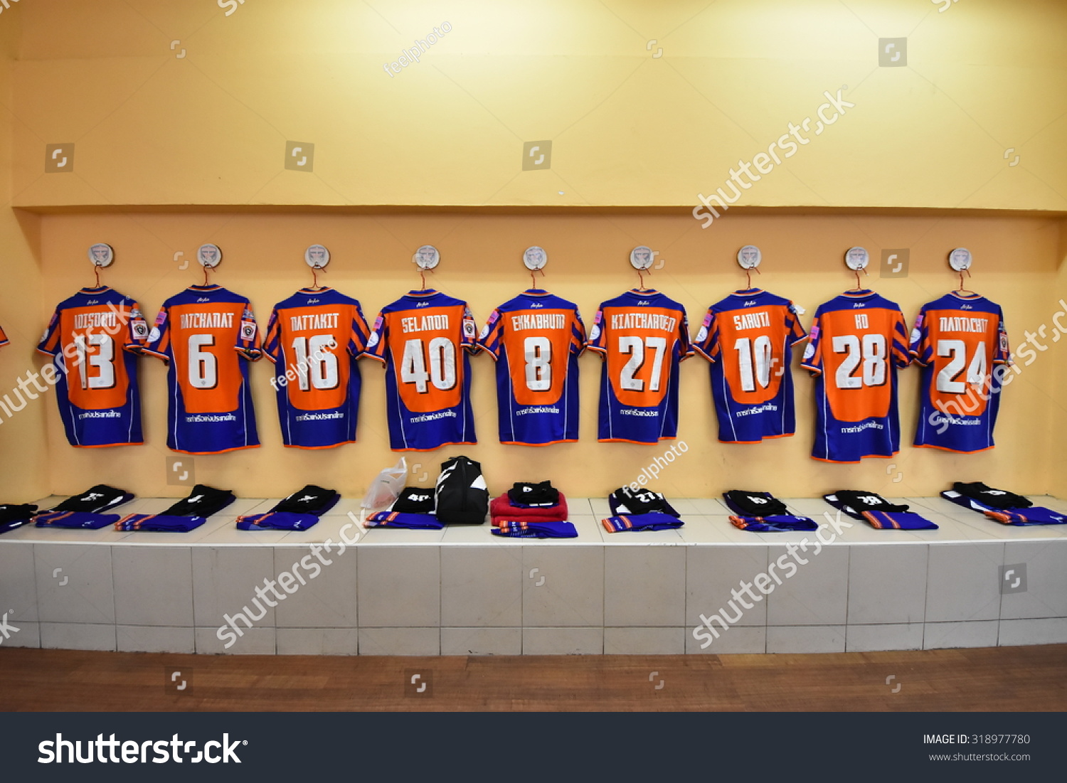 BANGKOK THAILAND-SEP20 Athletic dressing rooms team of Thai Port Fc during Thai Premier League2015 between Thai Port Fc and Chonburi F.C at PAT Stadium on September20 2015 in Bangkok Thailand BANGKOK THAILAND-SEP20 Athletic dressing rooms team of Thai Port Fc during Thai Premier League2015 between Thai Port Fc and Chonburi F.C at PAT Stadium on September20 2015 in Bangkok Thailand