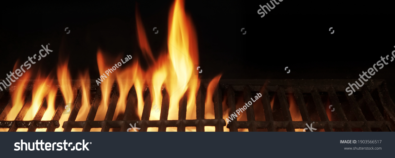 Barbecue Fire Grill Isolated On Black Stock Photo Shutterstock