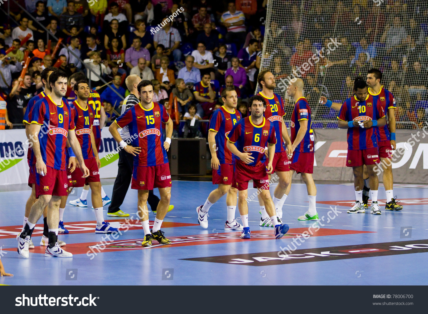 Barcelona - April 24: Barcelona Players During The Handball Champions ...