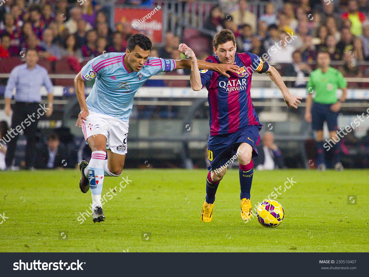 Barcelona - November 1: Lionel Messi (R) Of Fcb In Action At Spanish