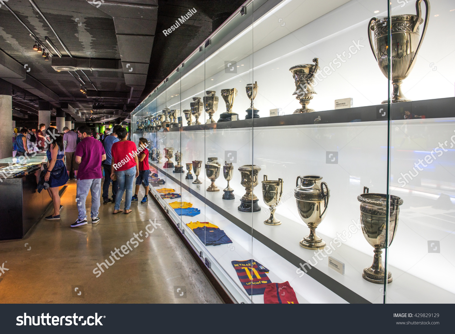 BARCELONA SPAIN MAY 28 2016 FC Barcelona Museum in Camp Nou Studium The museum occupies 3 500 square meters and attracts 1.2 million visitors a year BARCELONA SPAIN MAY 28 2016 FC Barcelona Museum in Camp Nou Studium The museum occupies 3 500 square meters and attracts 1.2 million visitors a year