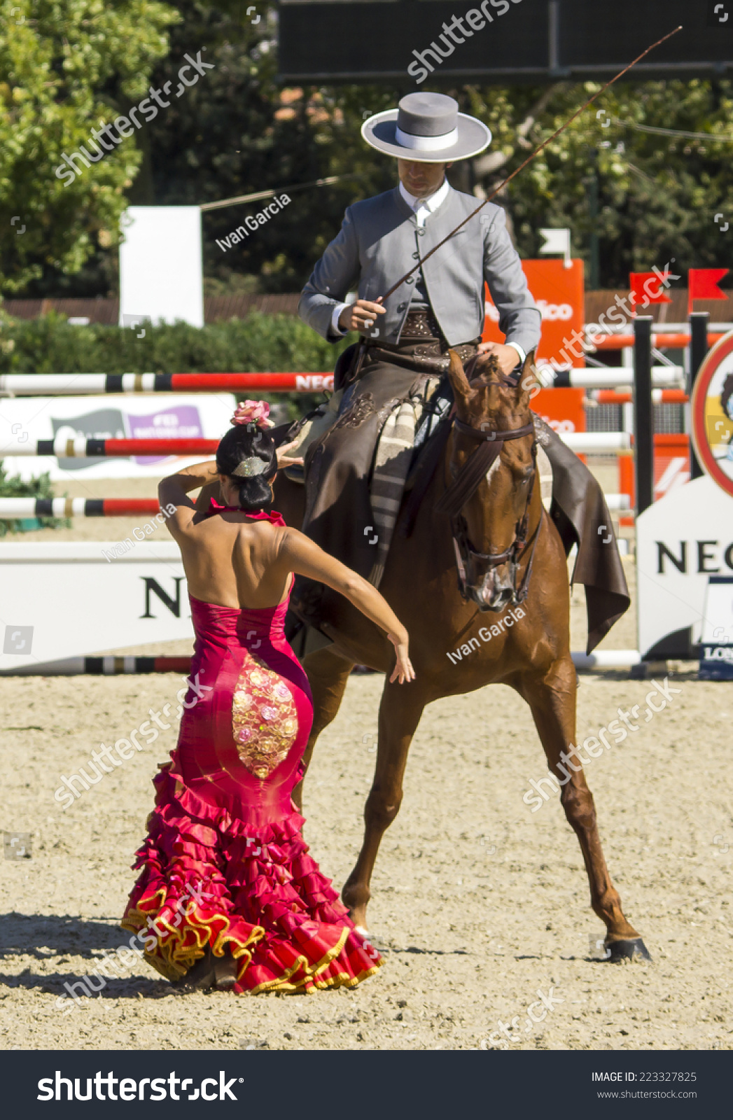 BARCELONA SPAIN OCTOBER 11 Flamenco Equestrian Exhibition at the 103rd CSIO event at the Real Club de Polo Barcelona on October 11 2014 in Barcelona Spain BARCELONA SPAIN OCTOBER 11 Flamenco Equestrian Exhibition at the 103rd CSIO event at the Real Club de Polo Barcelona on October 11 2014 in Barcelona Spain
