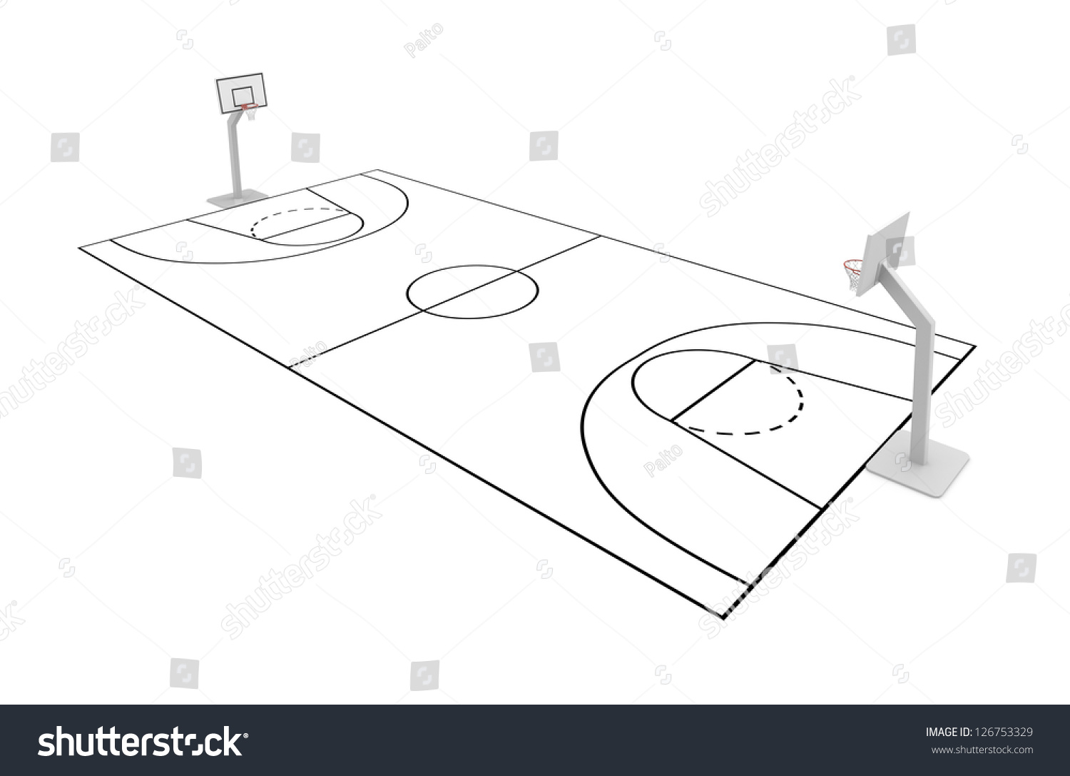 Basketball Court Stock Photo 126753329 : Shutterstock