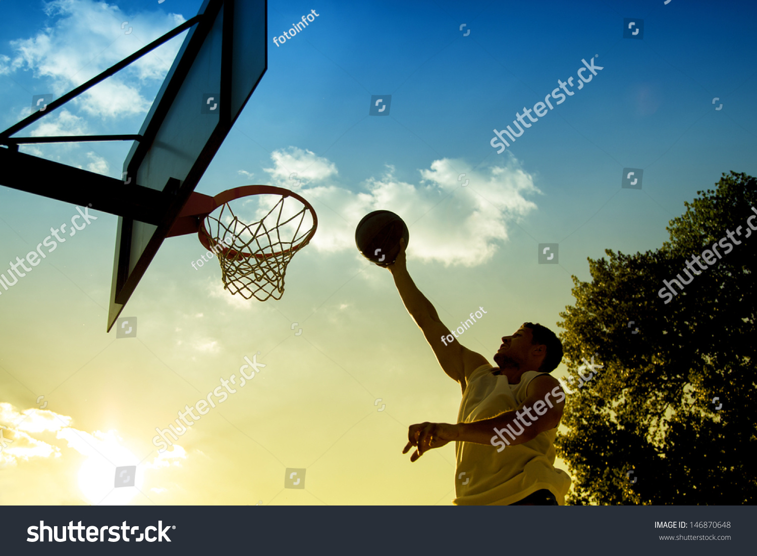 A Basketball Player Silhouette, The Sunset Stock Vector | Adobe Stock