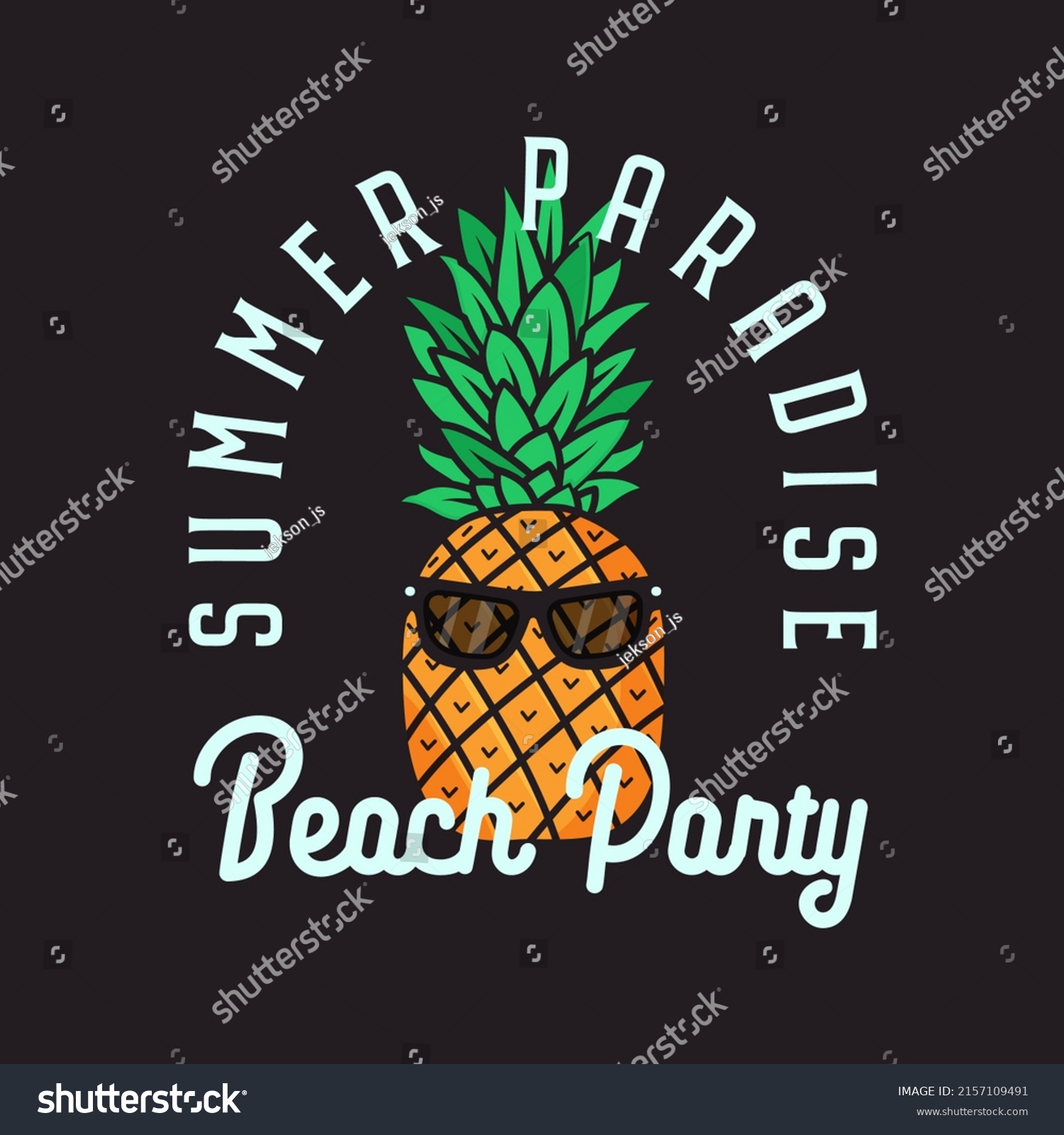 Beach Party Emblem Design On Black Stock Illustration 2157109491