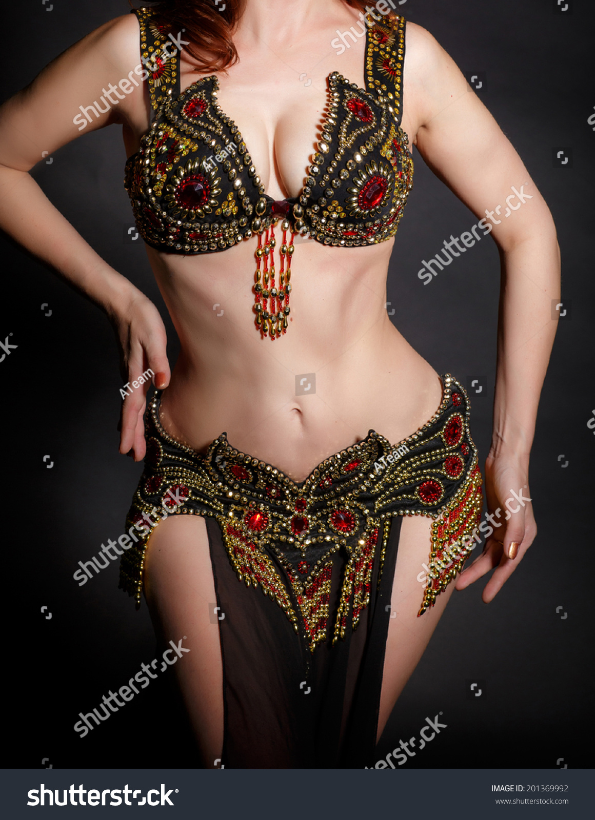 Beautiful Belly Dance Movement Arabian Bellydancer Stock Photo