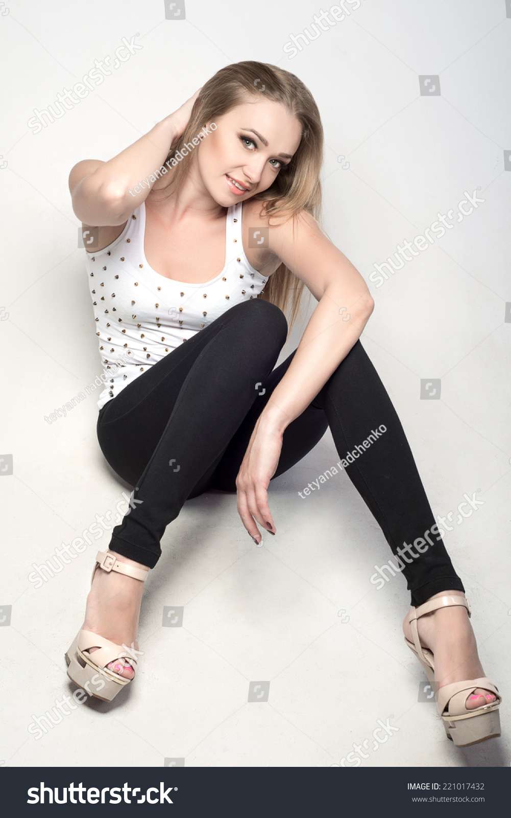 Beautiful Blonde Woman Long Legs On Stock Photo Shutterstock