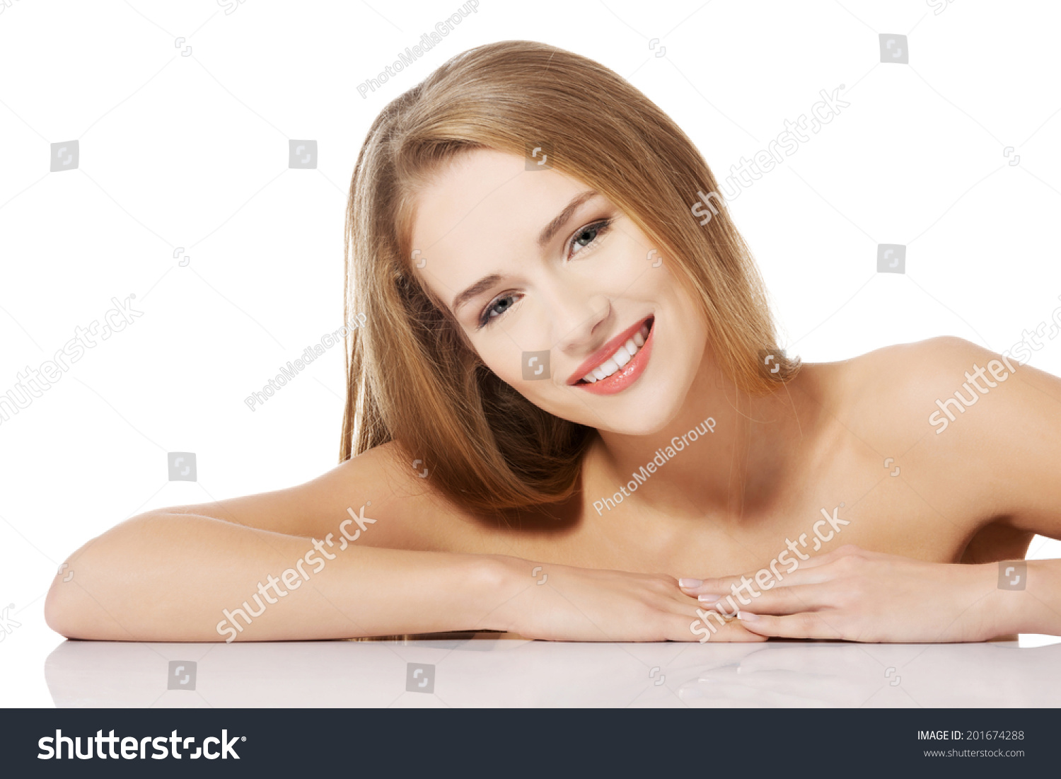 Beautiful Caucasian Naked Woman Lying On Stock Photo 201674288