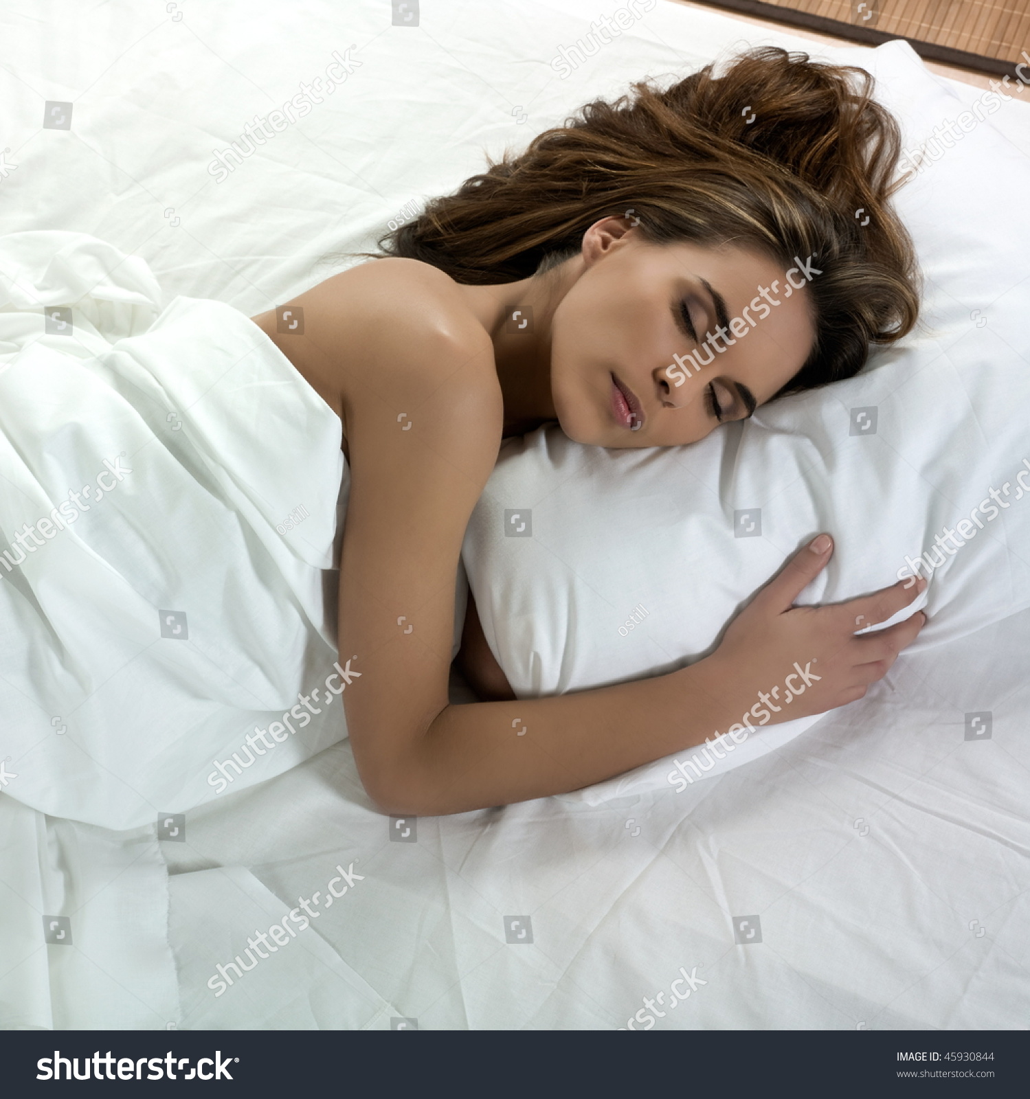 Beautiful Caucasian Woman Sleeping On A White Bed Stock Photo Shutterstock