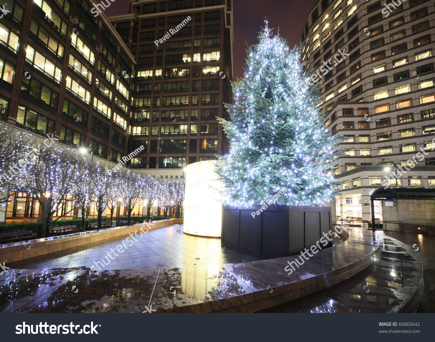 Beautiful Christmas Tree At Canary Wharf Stock Photo 66865642