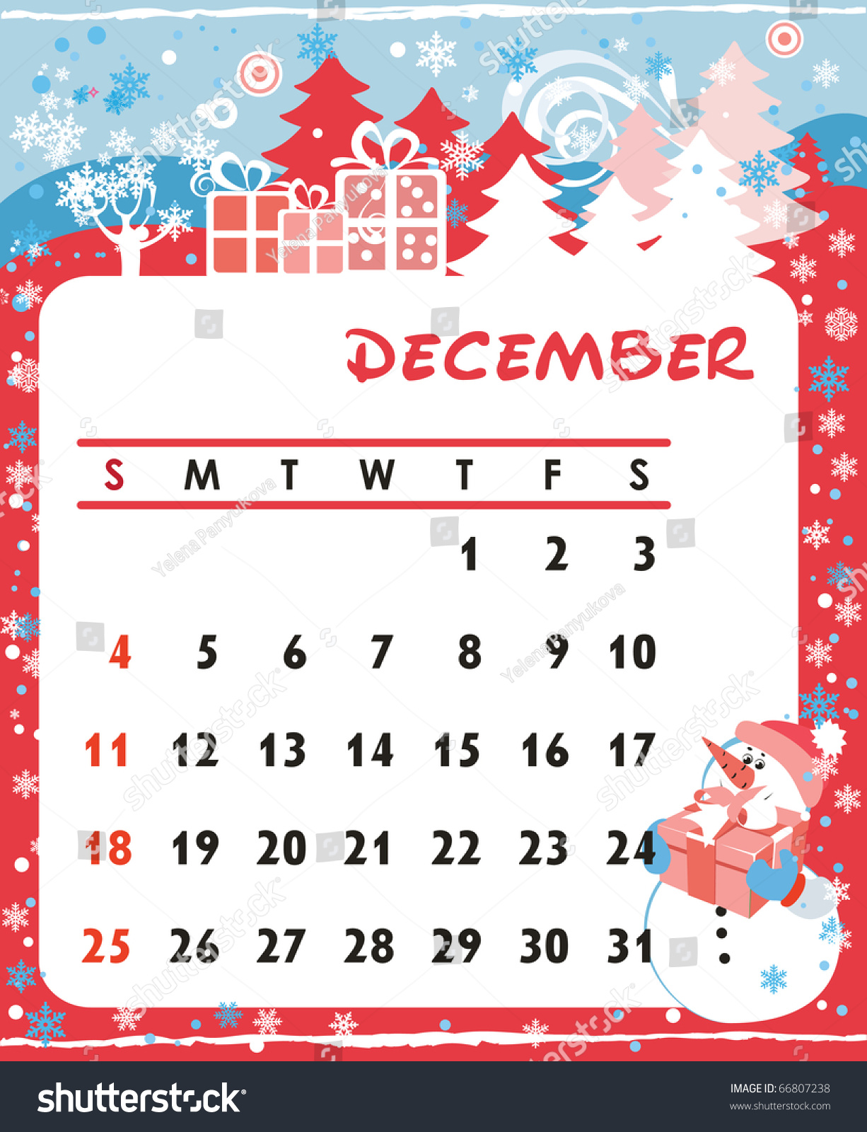 Beautiful Decorative Frame Calendar December Stock Illustration