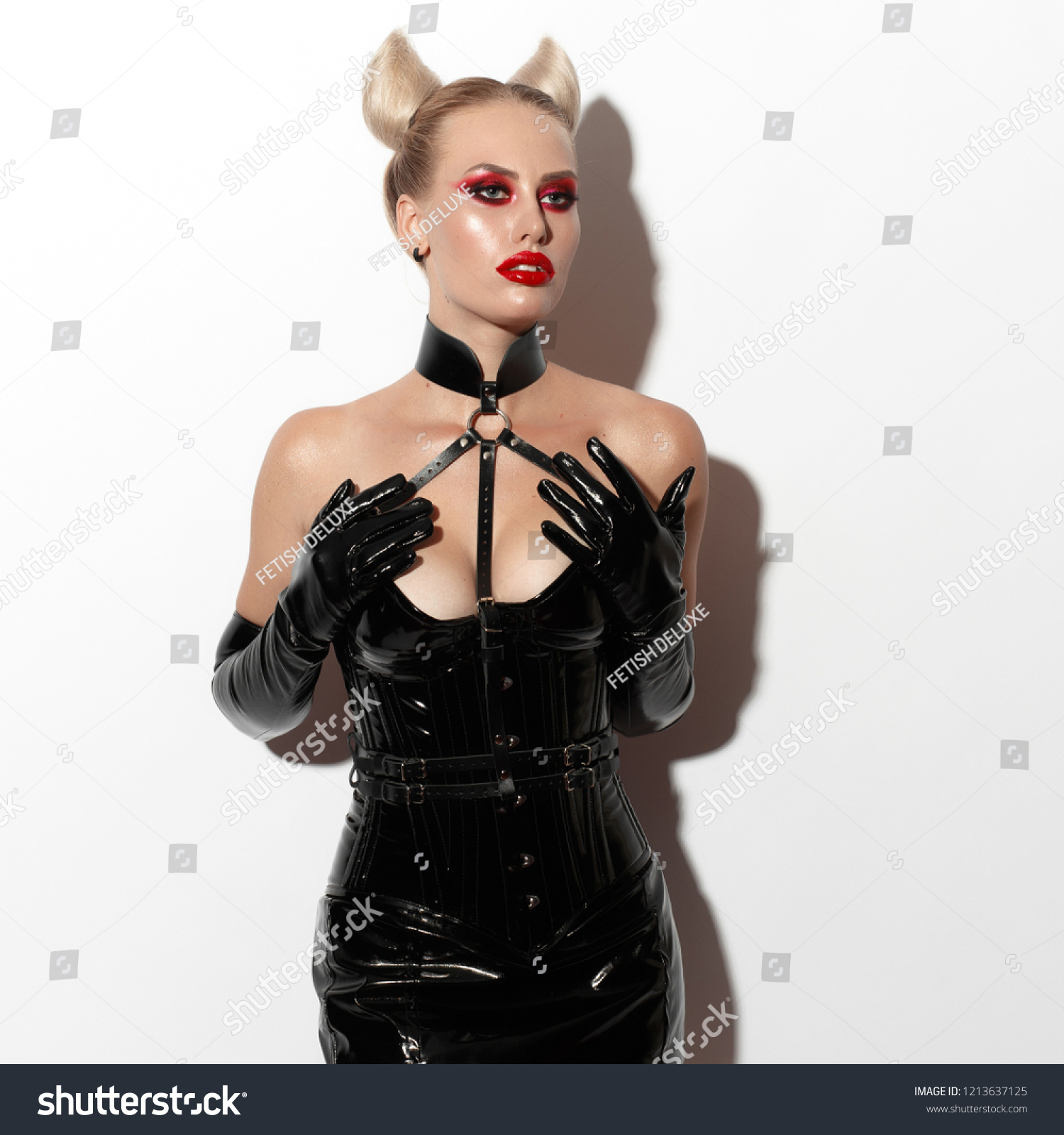 Beautiful Dominant Blonde Devil Demon Vamp Stock Photo Edit Now