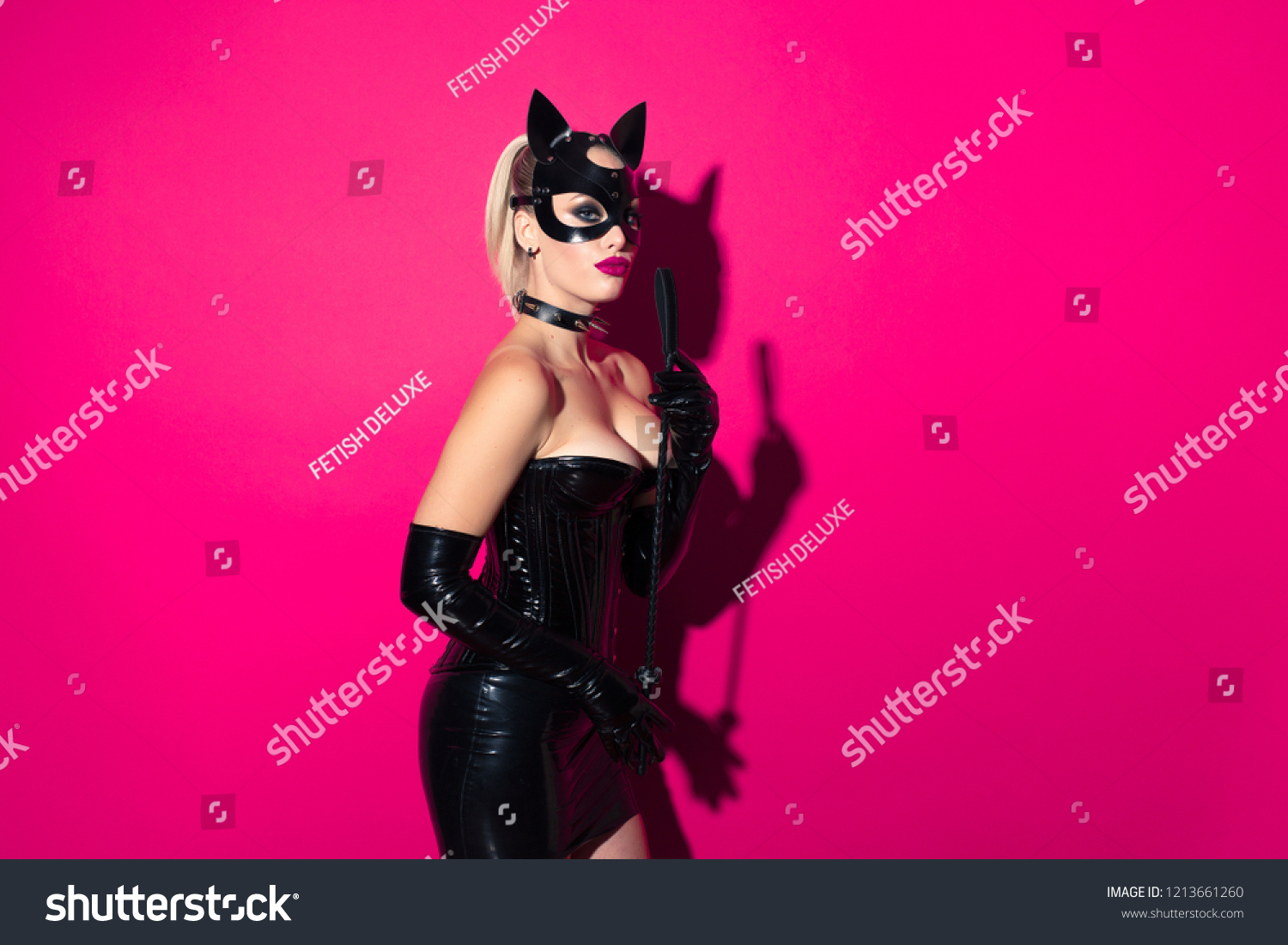 Beautiful Dominant Blonde Vamp Mistress Bdsm Stock Photo