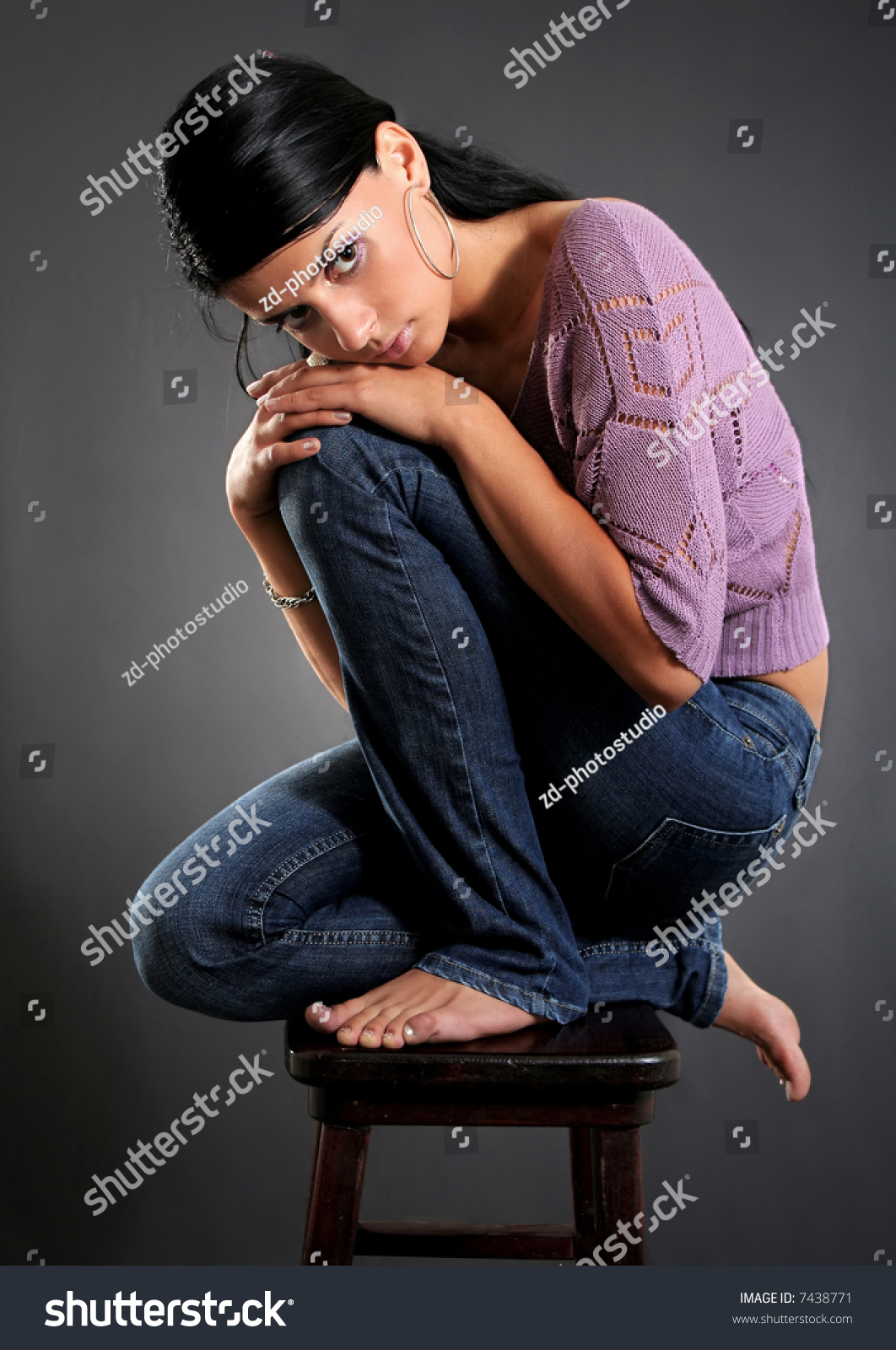 Beautiful Female Kneeling Stock Photo 7438771 Shutterstock