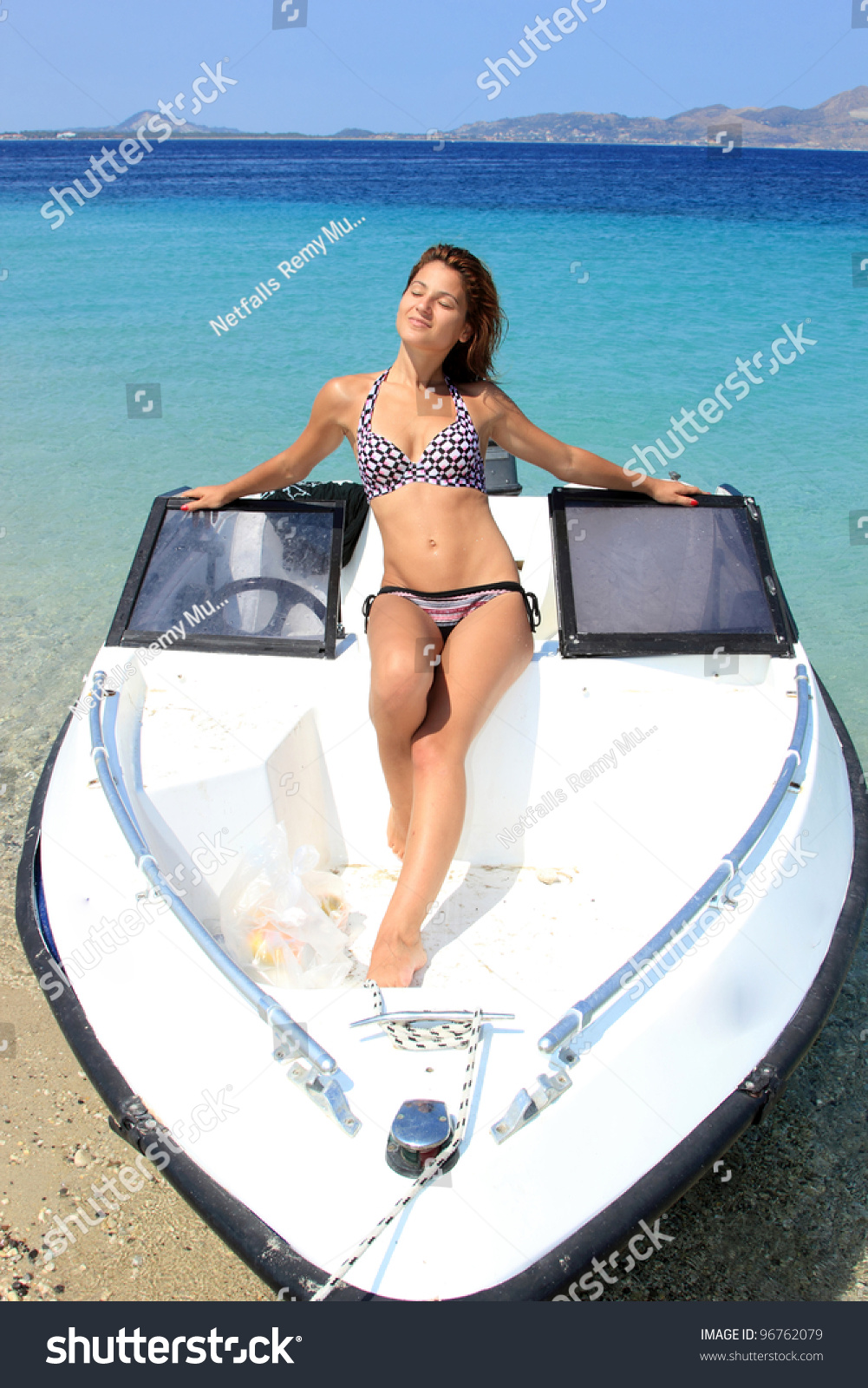Beautiful Girl On Speed Boat Greece Stock Photo Shutterstock