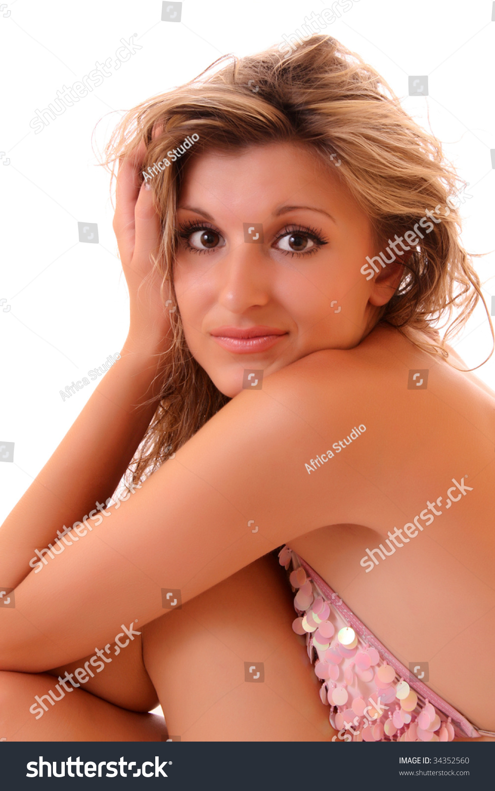 Beautiful Model Pink Bikini Posing On Stock Photo Shutterstock