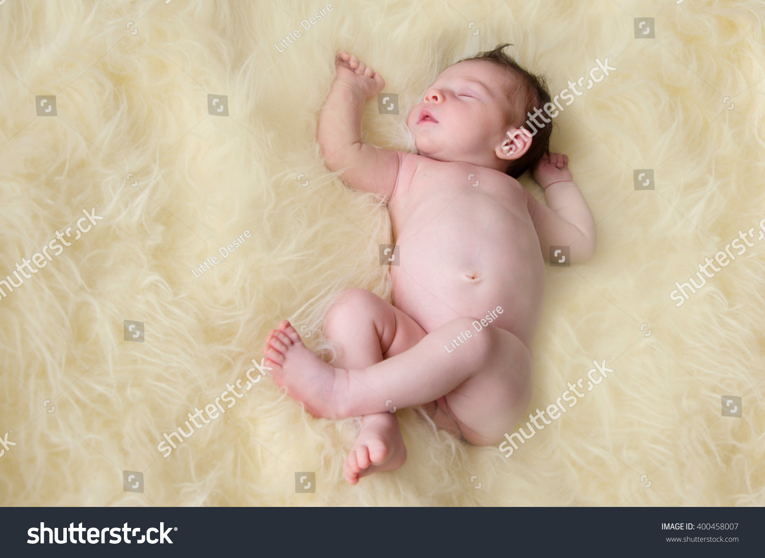 Beautiful Newborn Baby Girl Sleeping Naked Stock Photo 400458007