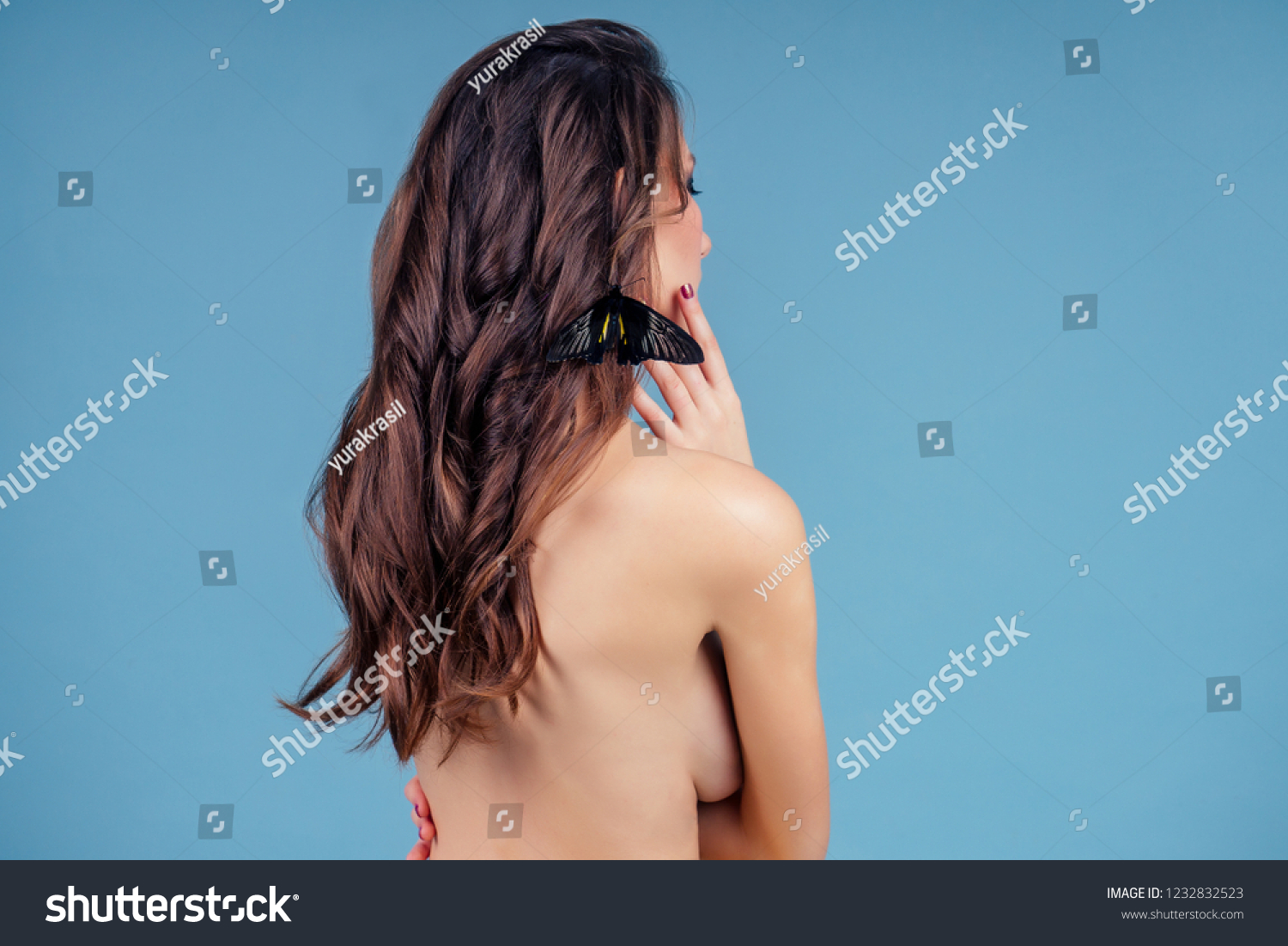 Beautiful Nude Woman On Blue Backgroundgirl Stock Photo Edit Now