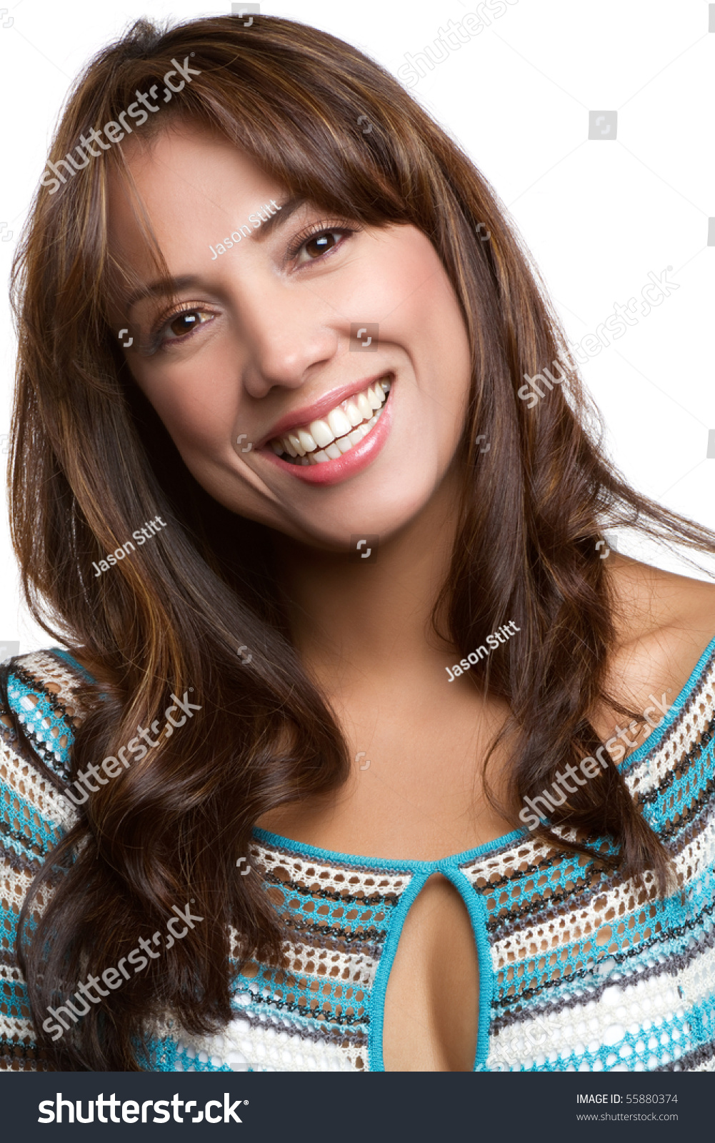 Beautiful Smiling Latin Woman Headshot Stock Photo 55880374 : Shutterstock