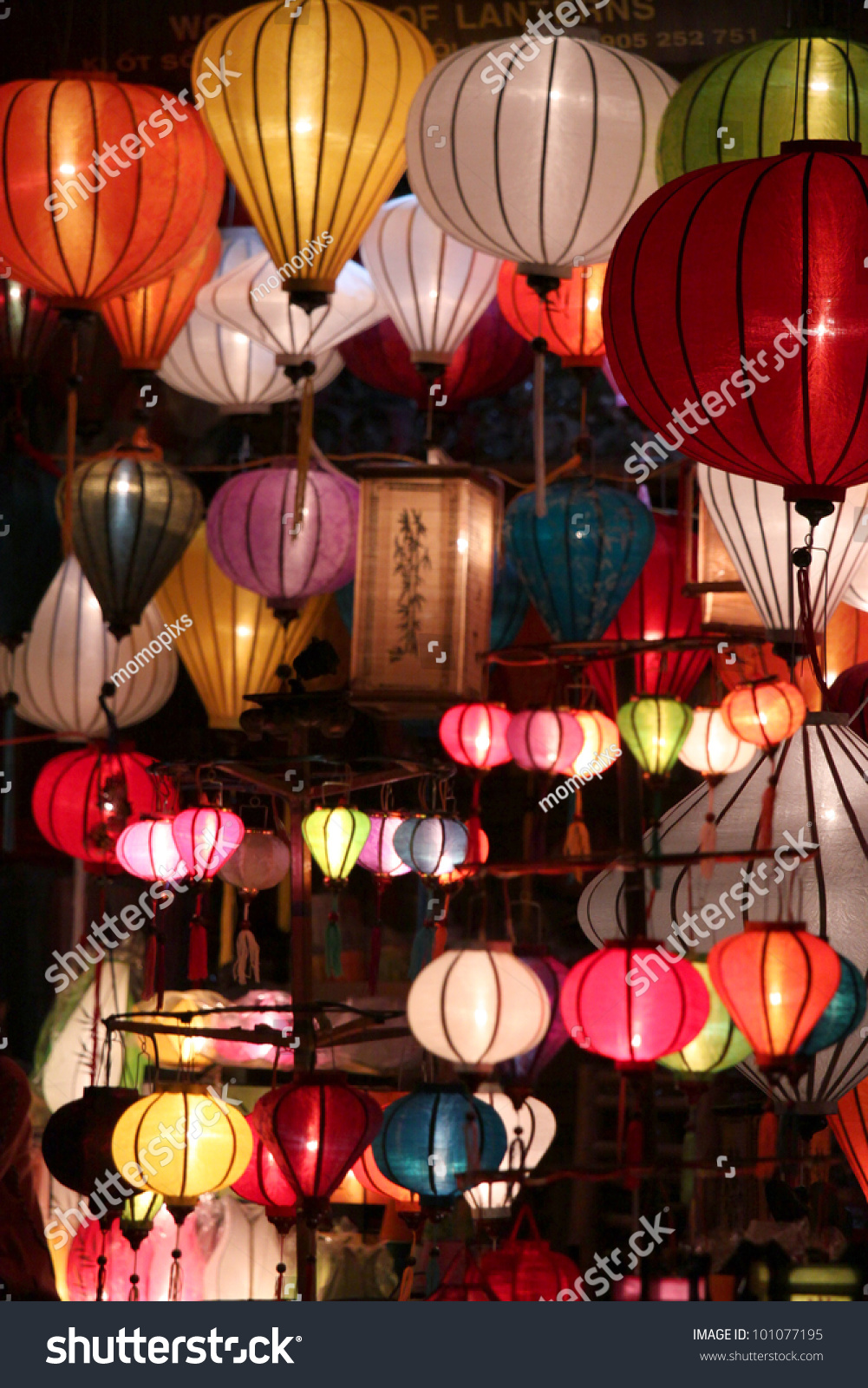 Beautiful Vietnamese Lanterns At Night In Hoi An, Vietnam. Lantern Is One Of The Most Popular