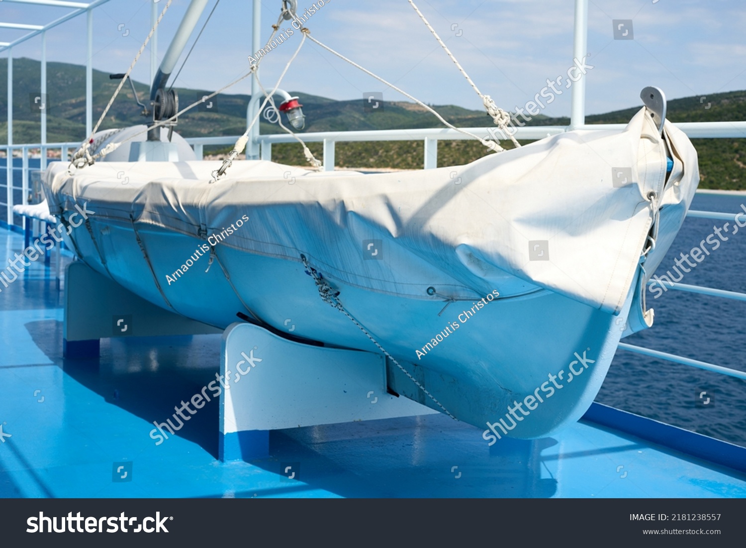 Beautiful View Lifeboat Liferaft Ferry Small Stock Photo 2181238557