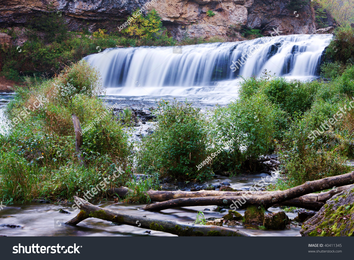 Beautiful Willow River State Park Waterfall In Wisconsin Stock Photo