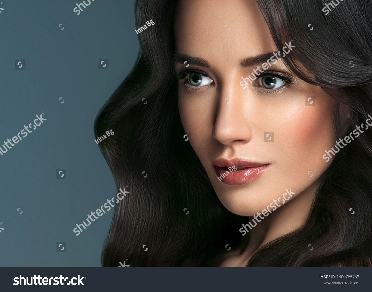 Beautiful Woman Brunette Beauty Hair Makeup Stock Photo 1400765738