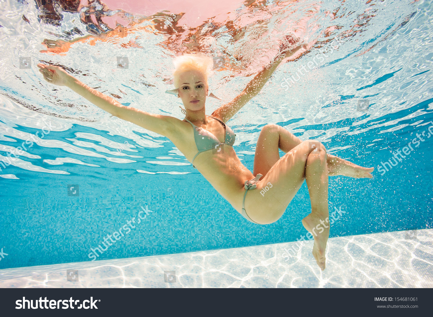 Beautiful Woman Full Body Portrait Underwater In Swimming Pool Stock Photo Shutterstock
