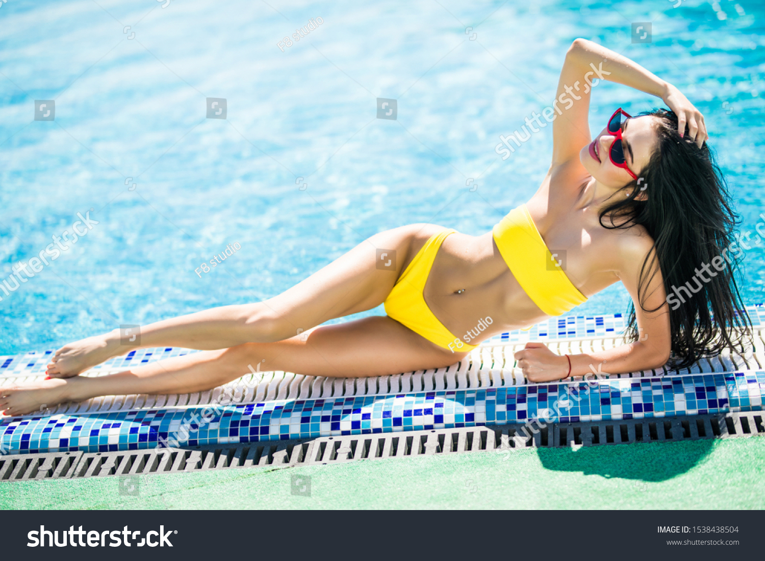 Beautiful Woman Bikini Sunbathing Pool Resort Stock Photo Edit Now